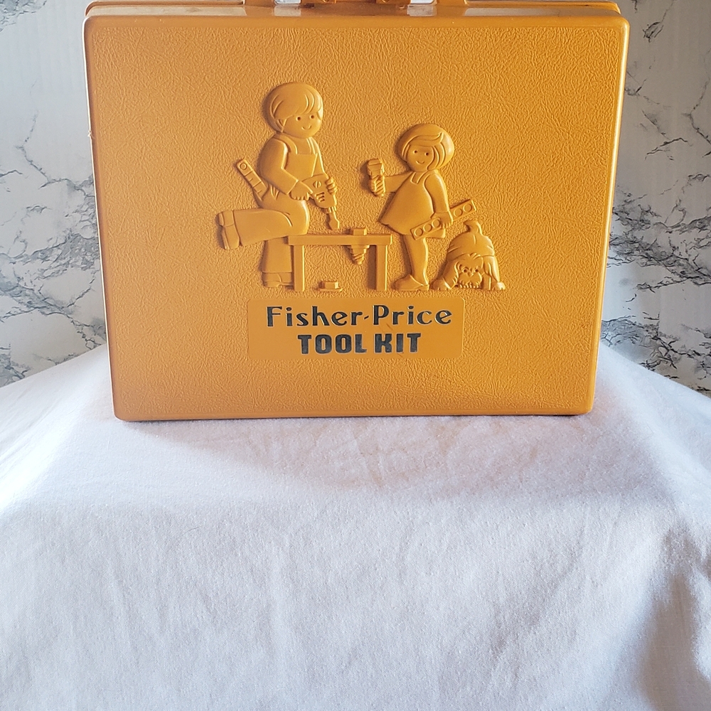 Fisher-Price Tool Kit Orange Case. Vintage, all tools included. Barely used.